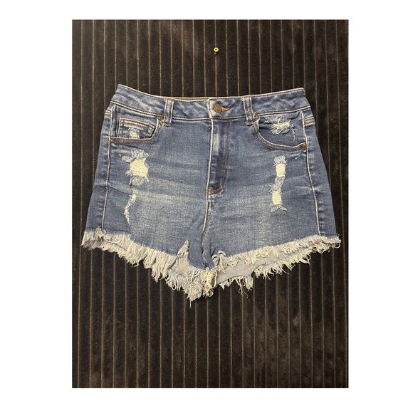 Wax Jean Women’s Distressed Fringe Cutoff Shorts – Size M (Stretch Denim) - Picture 1 of 4